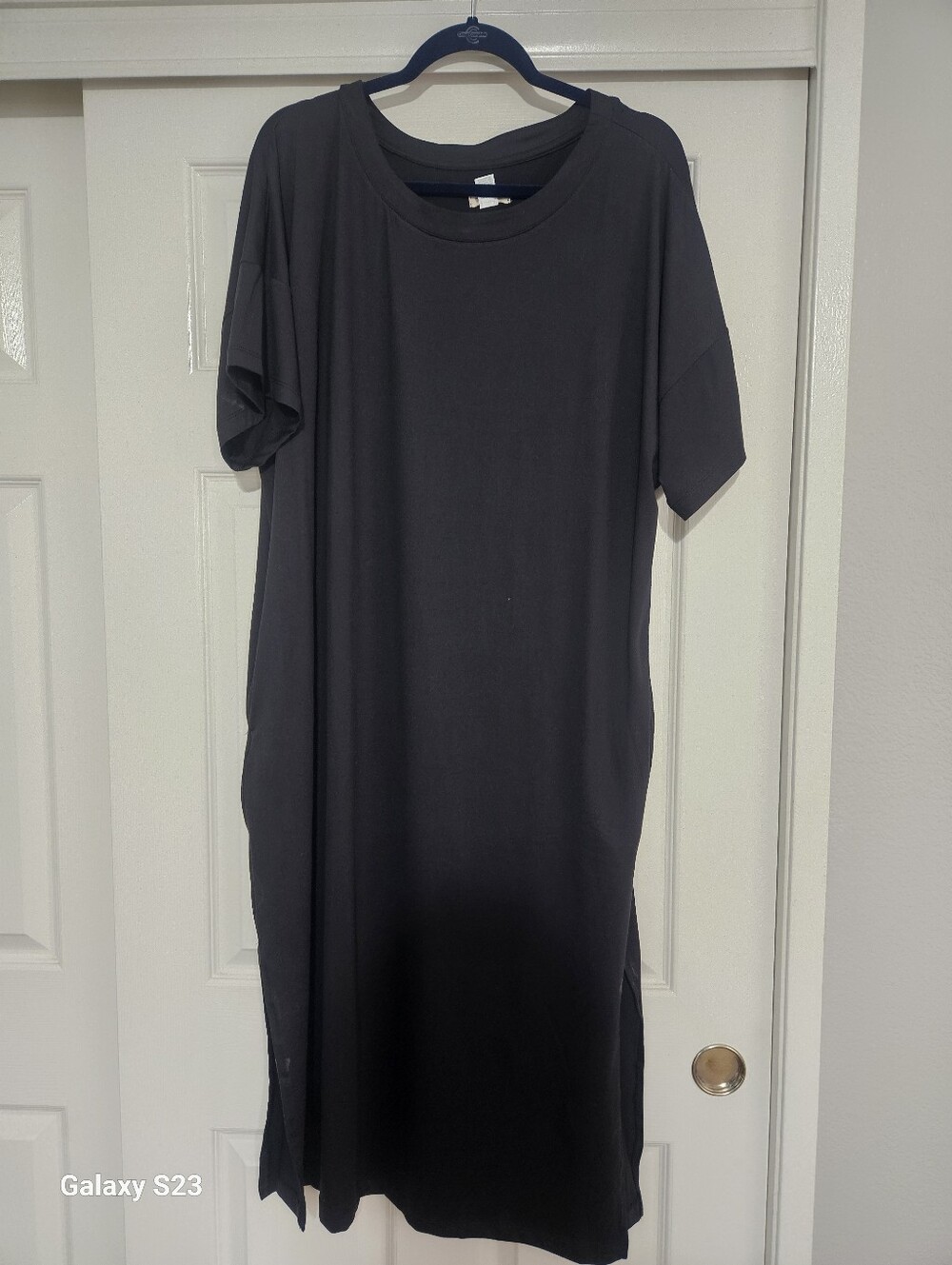Cost Plus World Market Black Short-Sleeve Maxi T-Shirt Dress